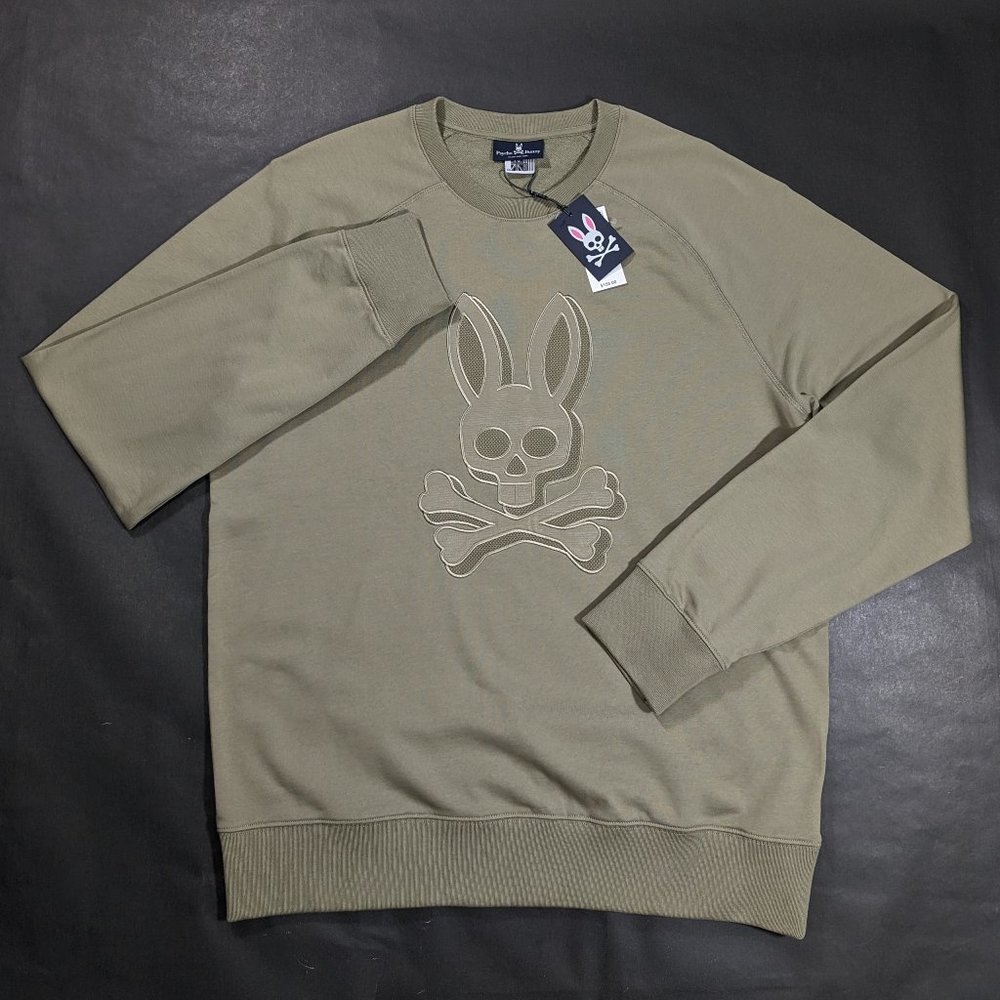 $155 Psycho Bunny Men`s Copa Embroidered Bunny Sweatshirt Size 2XL